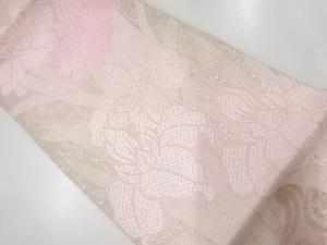 アンティーク　絽綴れ流水に菖蒲模様織出し袋帯（材料）